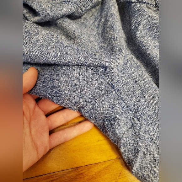 Old Navy Sleeveless Cropped Jumpsuit. Heathered Blue & White. Linen Blend. L. - Picture 7 of 12